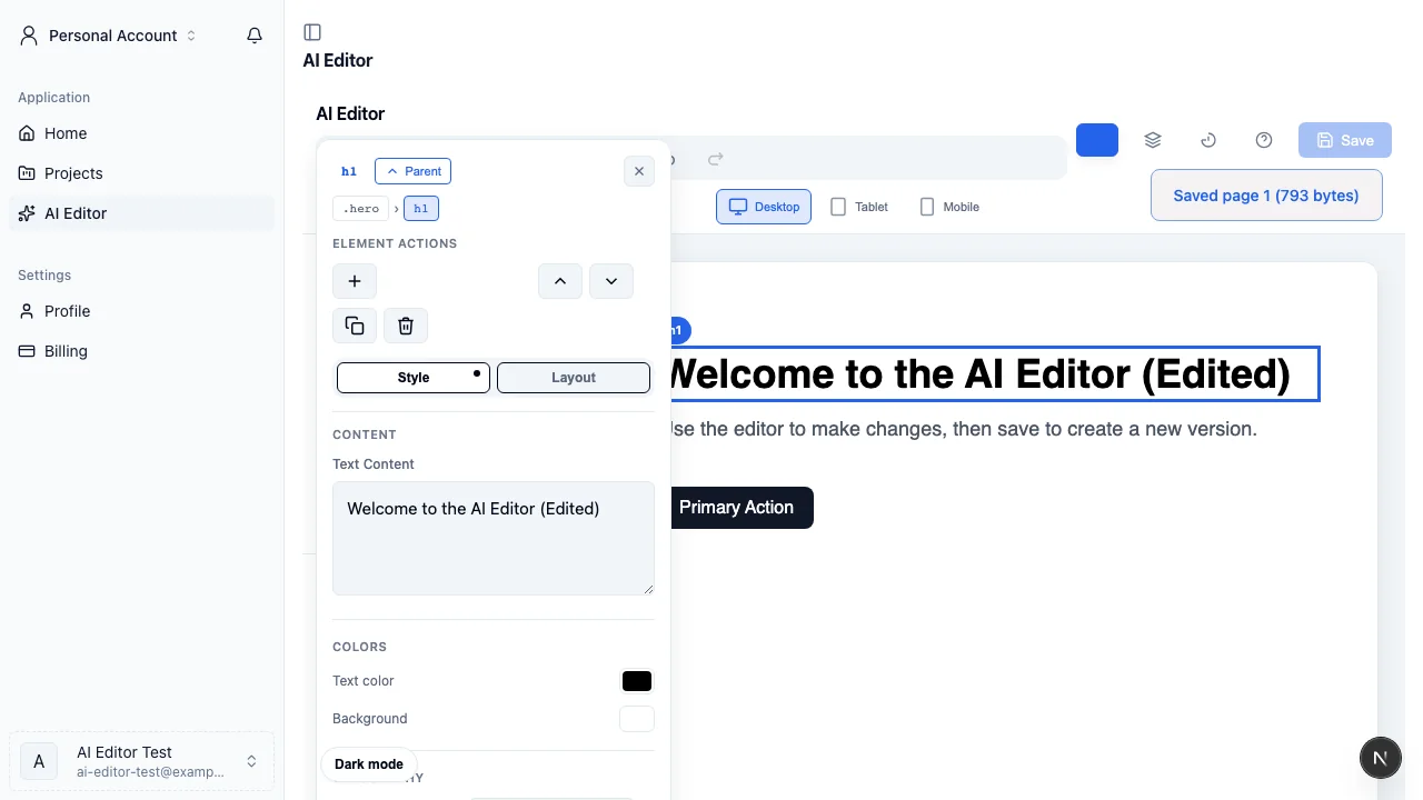AI Editor workflow in FileToWeb