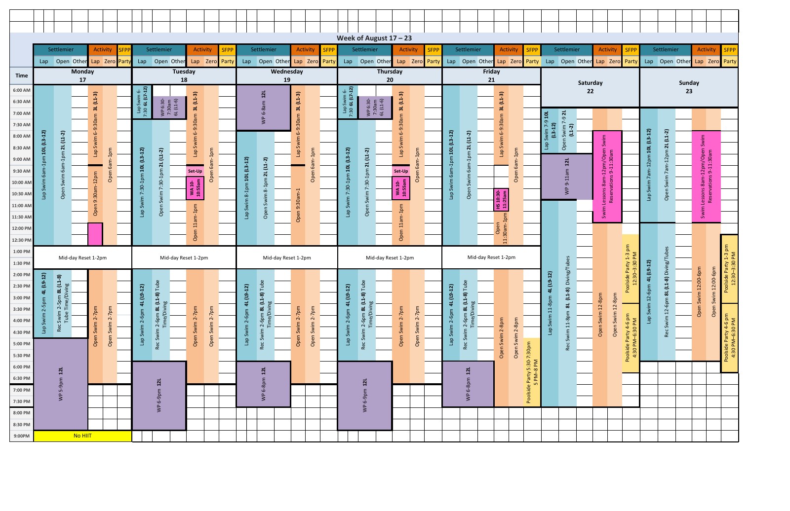 Original pool schedule PDF before conversion